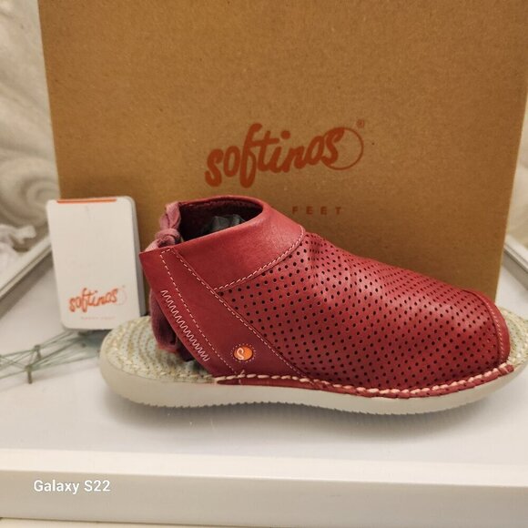 Softinos by Fly London Washed Red Cow Leather Peep Toe Sandal. NIB. Various - Picture 1 of 10